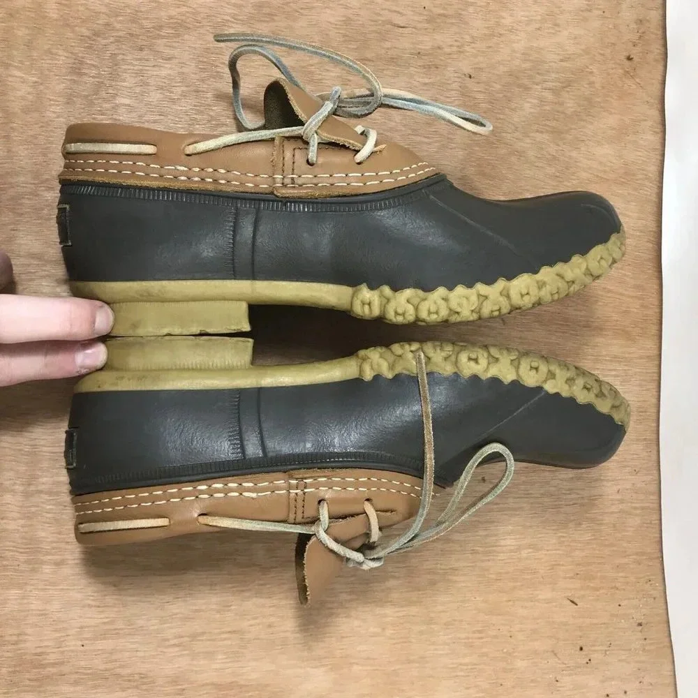 LL Bean Women's Brown Leather Unlined Gumshoe Low Ankle Duck Boots Size 6